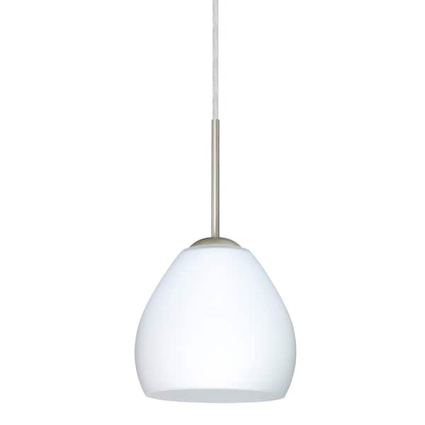 Besa Lighting Bolla Cord Pendant, Opal Matte, Satin Nickel Finish, 1x40W Candelabra 1BT-412207-SN - main